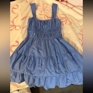 Sunday Best Blue Smocked Bodice Tiered Sundress